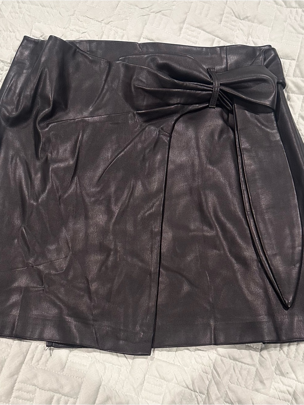 Jason Wu Black Faux Leather Mini Skirt with Statement Bow